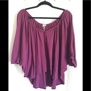 Bobi Flowy Boho Button Up Top with Butterfly Sleeves